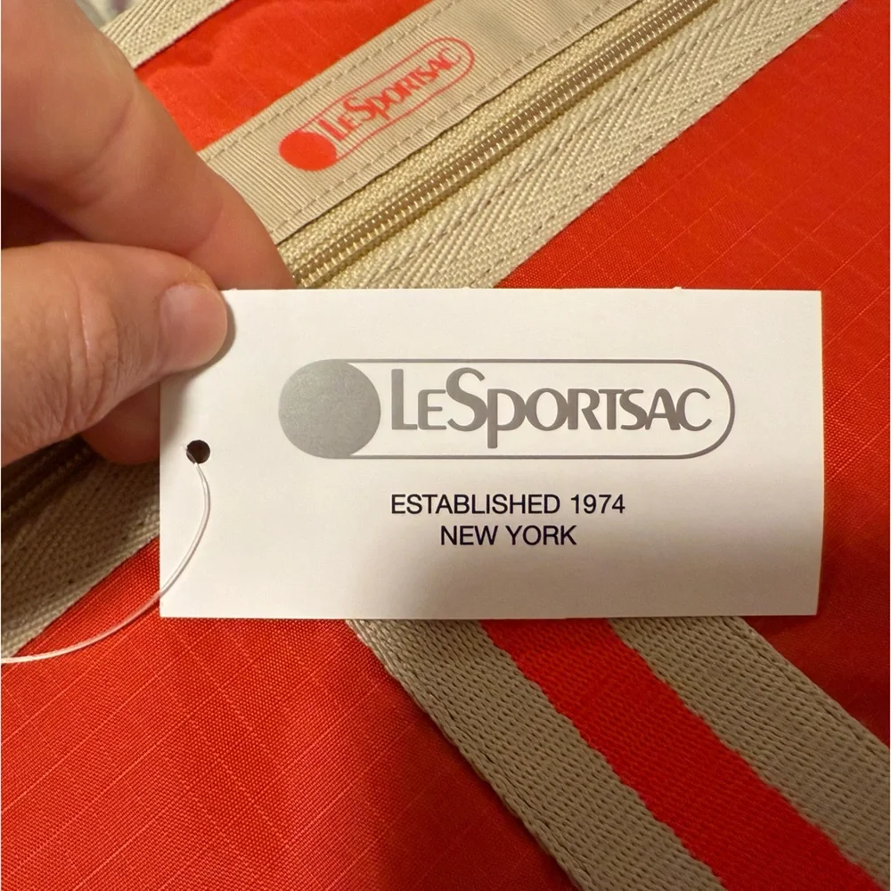 LeSportsac Classic Red/Tan Cosmetic Bag, Brand new with tags, clutch NWT 90s - Picture 4 of 6